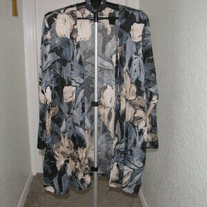 D & Co.  women's Open Front Cardigan multi color Blue and Tan Size 2X